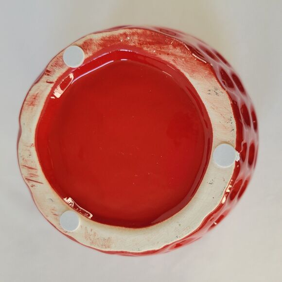 Realistic Ceramic Red Strawberry Shaped Planter Pot Vase Garden Home Decor 5"x6" - Picture 5 of 11